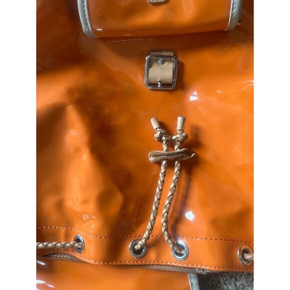 Harper Ave Orange Cream Patent Vinyl Leather Trim Backpack Bag Travel Diaper Bag main image 5